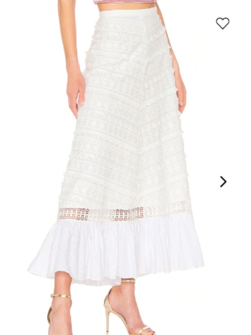Alexis Benita Skirt White Lace Tiered Ruffle Maxi Skirt L